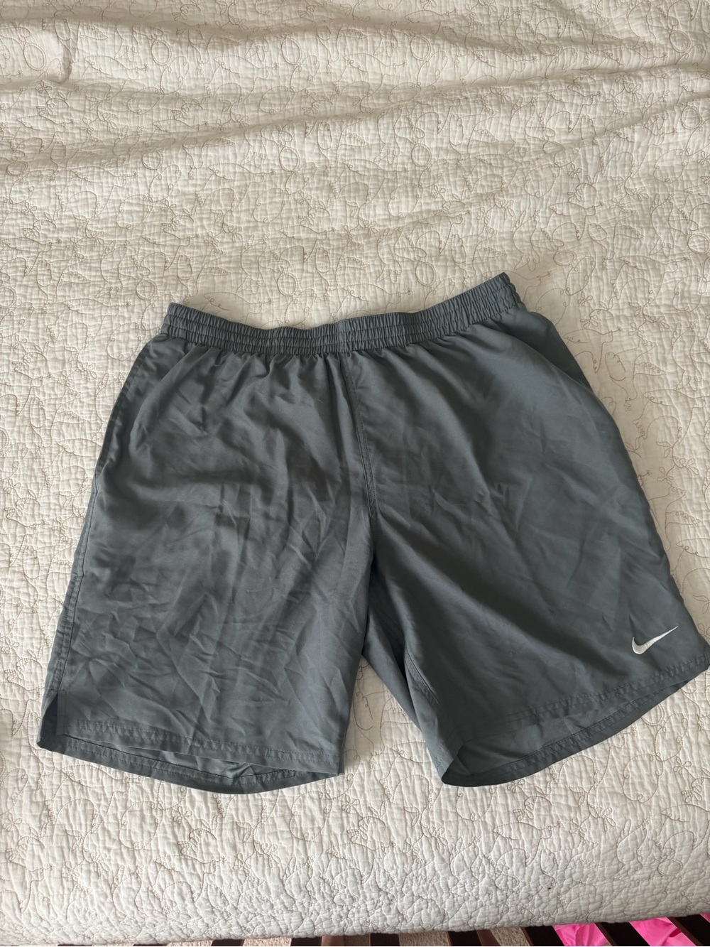 Nike Men's Charcoal Gray Athletic Shorts with Swoosh